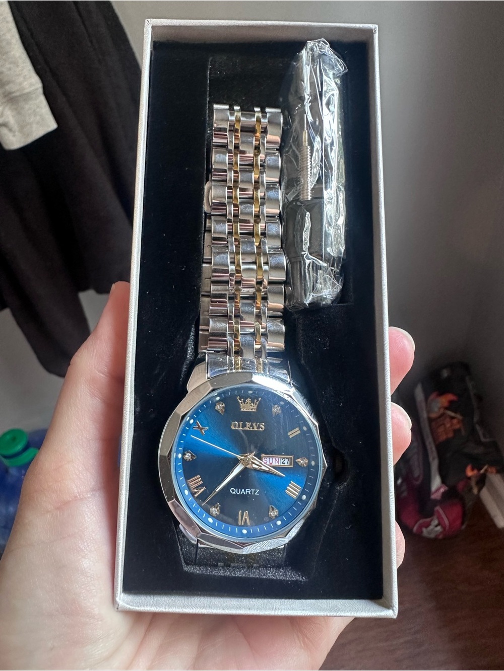 Men's Two-Tone Stainless Steel Watch — Blue Dial